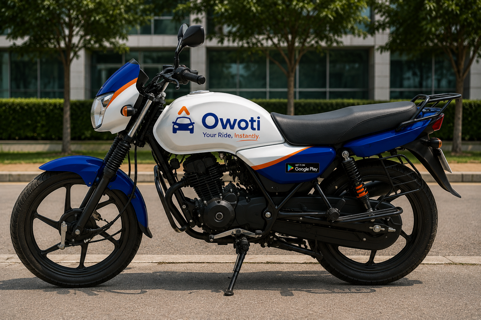 Owoti delivery rider moving through the city